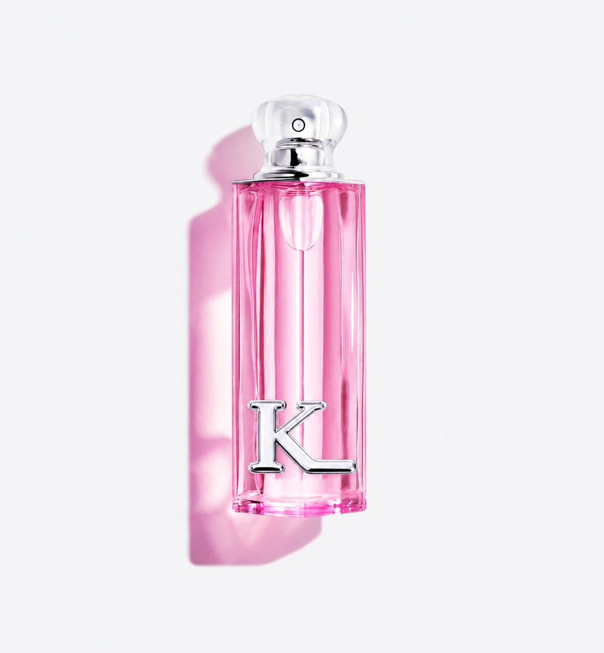 Kissing Light Rose pink fragrance bottle with silver K hardware